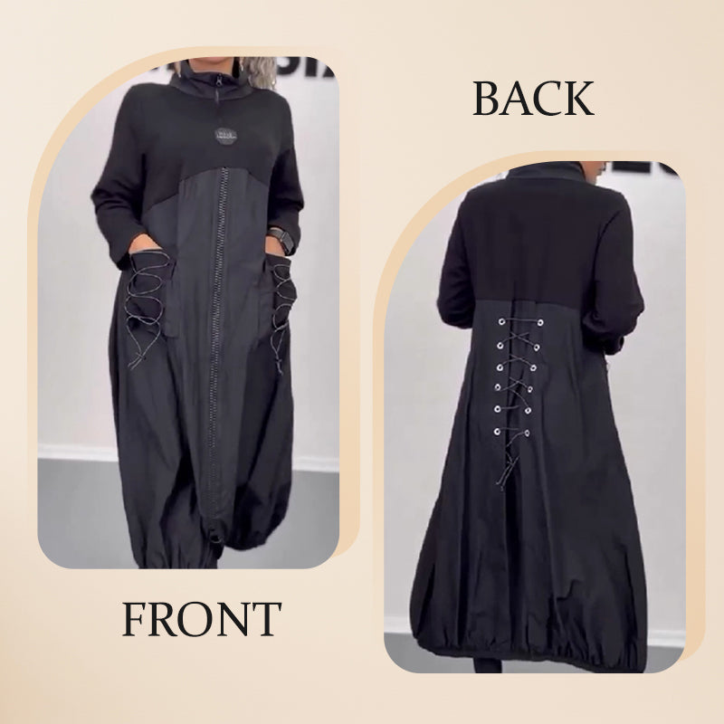 Perla® | Langärmliges Kleid mit Stehkragen und Kordelzug