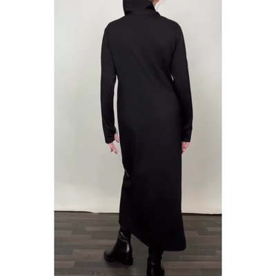 IDA | Modisches einfarbiges Maxikleid für Damen mit drei Reißverschlüssen