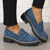 Valeria | Bequeme klobige Slipper für Frauen mit Plattform in Blau