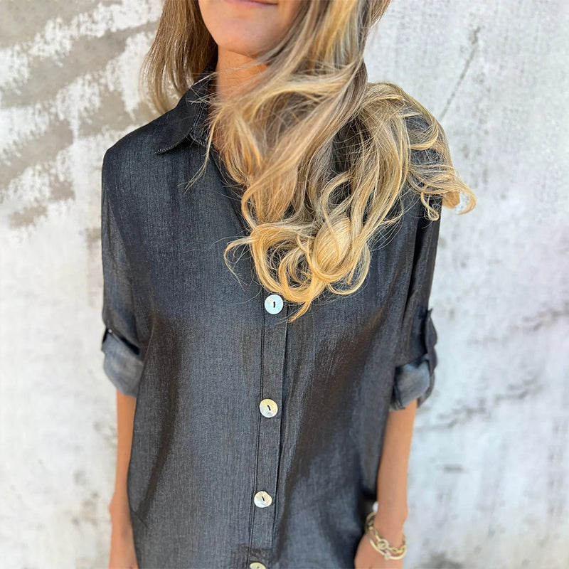 Moniek™ | Bequemes Jeanshemdkleid