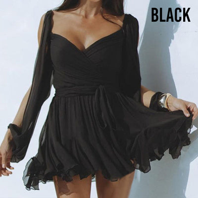 Begrenzte Zeit 50% Rabatt Wickelkleid mit V-Ausschnitt, geschlitzten Ärmeln und Bindegürtel in der Taille