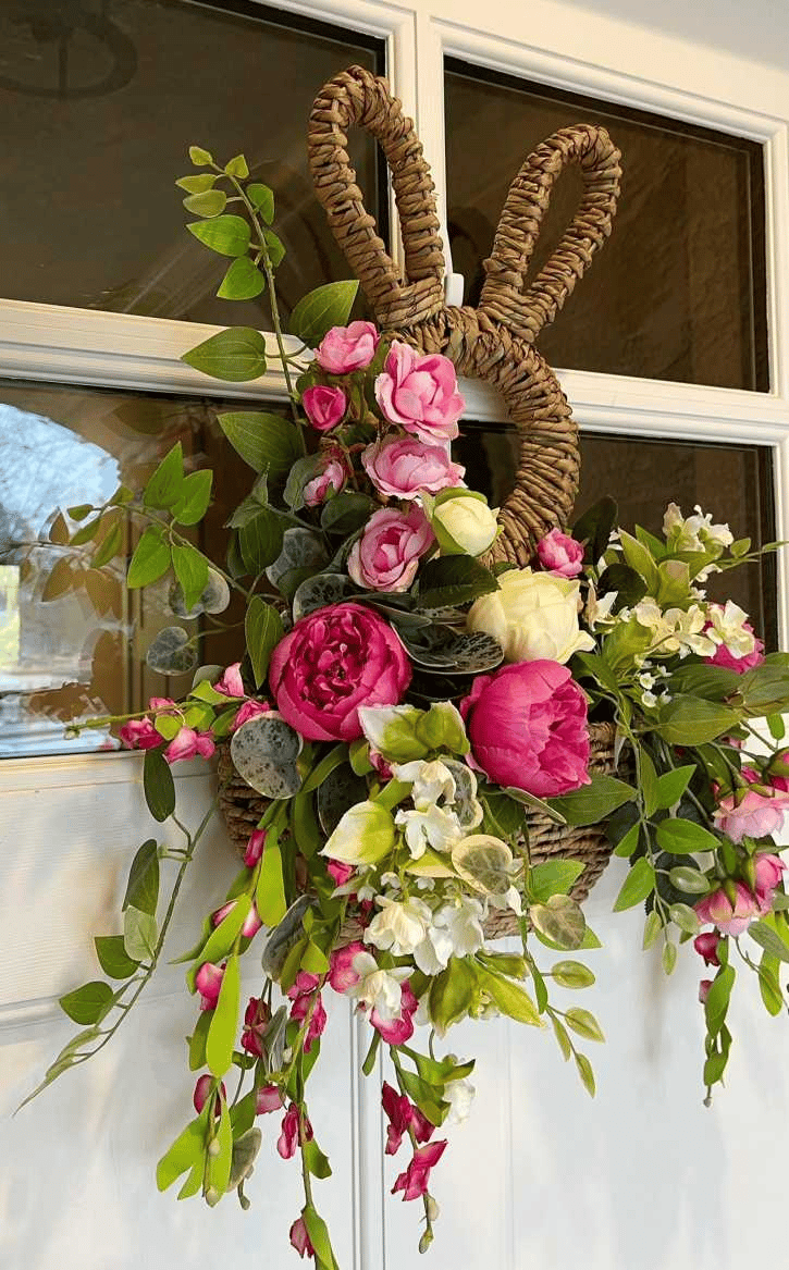 Begrenzte Zeit 50% Rabatt - Handgemachter Hasenkorb zum Aufhängen an der Wand, Frühlingsdekor