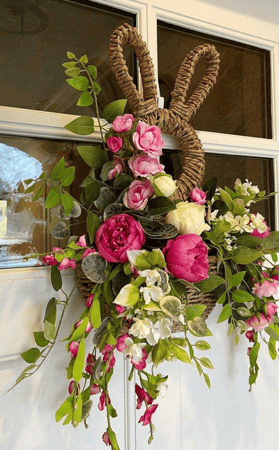 Begrenzte Zeit 50% Rabatt - Handgemachter Hasenkorb zum Aufhängen an der Wand, Frühlingsdekor