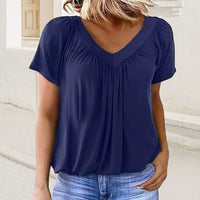 Lisbeth™ Schmeichelhaft Gefaltete Bluse in Blau