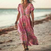 Lovisa - Kurzärmeliges Kleid Mit Drucken in Rosa