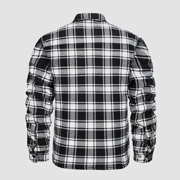 Herren Flanell Hemd Jacke lange Ärmel gesteppt gefüttert Plaid Mantel Button Down dicke Outwear für Winter