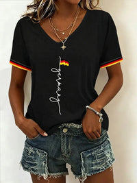 Damen-T-Shirt mit Deutschland-Print in Schwarz