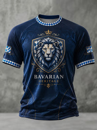 Herren-T-Shirt mit deutschem bayerischem Löwen-Print in Marineblau