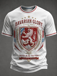 Herren-T-Shirt mit deutschem bayerischem Glanz-Print in Weiß