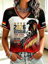 Frauen Deutschland Fußball Fan Print T-Shirt in als bild