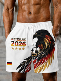 Herren-Freizeithose mit deutschem Fußballfan-Print in Weiß