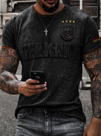 Herren-Fußballfan-T-Shirt mit Deutschland-Print in Schwarz