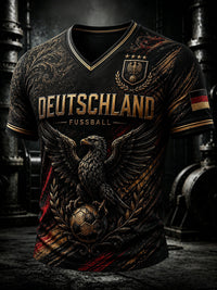 Herren-Fußballfan-T-Shirt aus Deutschland mit V-Ausschnitt und Print in als bild
