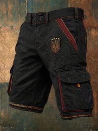 Herren-Fußball-Shorts mit Deutschland-Druck in Schwarz