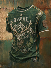Herren-Casual-T-Shirt mit Österreich-Print in Dunkelgrün
