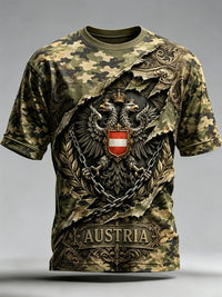 Herren-Casual-T-Shirt mit Aufdruck von österreichischen Naturlandschaften in Armee grün