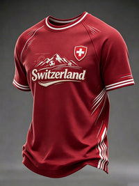 Herren-T-Shirt mit Schweiz-Print in Rot
