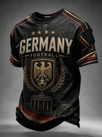 Herren-Fußball-T-Shirt aus Deutschland mit kurzen Ärmeln in Schwarz