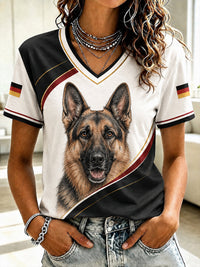 T-Shirt mit Aufdruck einer deutschen Schäferhündin für Damen in als bild