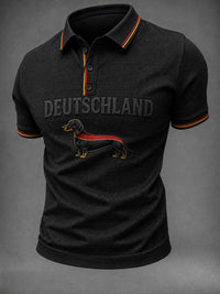 Herren-Dackel-Fußball-Print-Shirt in Schwarz