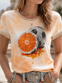Sommerliches T-Shirt für Damen mit Obst- und Fußballmotiv in als bild