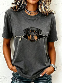Schönes Rottweiler-T-Shirt für Damen in Dunkelgrau