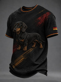 Herren-T-Shirt mit Dackelmotiv in Schwarz