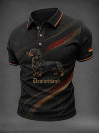 Herren-Dackel-Print-Hemd in Schwarz