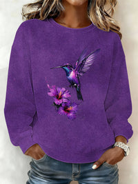 Damen-Sweatshirt mit lila Kunstdruck in als bild