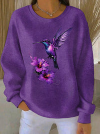 Damen Lila Kunstdruck Casual Sweatshirt in als bild
