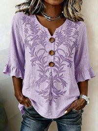 Frauen Alzheimer-Bewusstsein Floral Casual Leinen hemd in Lila