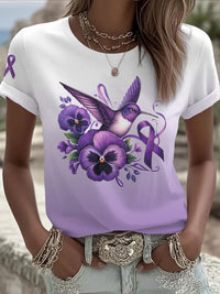 Frauen Alzheimer Pansy Kolibri T-Shirts in Lila
