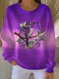 Damen-Kolibri mit Blumen druck Casual Sweatshirt mit lila Steigung in als bild