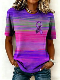 Frauen Alzheimer-Bewusstsein Lila Band Kurzarm T-Shirt in als bild