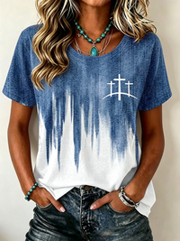 Frauen glauben kurz ärmel iges T-Shirt in als bild