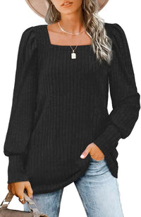 Britta | Lässiger Pullover mit Quadrat-Ausschnitt in Schwarz