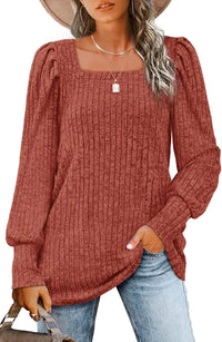 Britta | Lässiger Pullover mit Quadrat-Ausschnitt in Rot