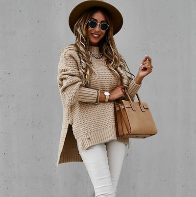 Damen ROLLRKAGEN PULLOVER | ELEGANTER SEITENSCHLITZ