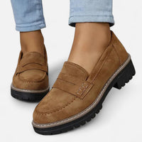 Stefanie | Damen Bequeme Niedrigem Absatz Plateau Loafer in Braun