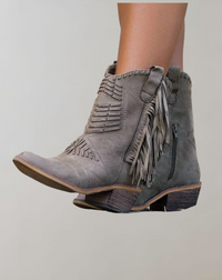 Stilvolle schicke Quastenstiefel - Pamela in Khaki