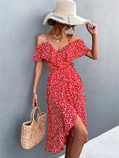 Stilvolles geblümtes Sommerkleid für Damen | Midi