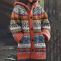 Lenny | Strickjacke Damen Lang | mit Kapuze in Orange