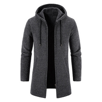 Dwight | Strickjacke mit Reißverschluss | Kapuze in Dunkelgrau