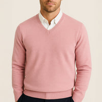 Felix | Herren Klassischer V-Ausschnitt Wollpullover in Rosa