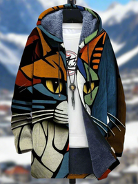 Stylische warme Jacke für Männer und Frauen - Leiara in Mehrfarbige Katze
