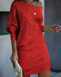 Stylisches Pailletten Partykleid für Damen | Mini in Rot