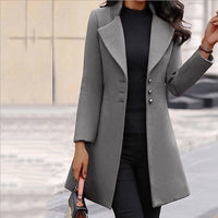 Trenchcoat Damen Elegant | Figurbetont Klassisch Lang in Dunkelgrau