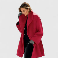 Susanne | Damen Eleganter Reverskragen Herbstmantel in Rot