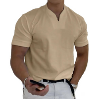 Sherwin | T-Shirt Weiß Herren | V-Ausschnitt in Khaki