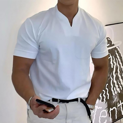 Sherwin | T-Shirt Weiß Herren | V-Ausschnitt
